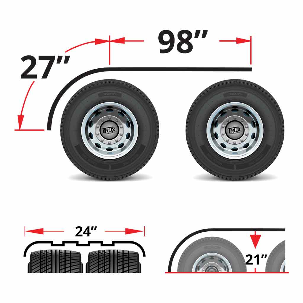 125" 3 Ribbed Half Fenders - 16 Gauge | Mirror Shine Stainless Steel - Thumbnail 4