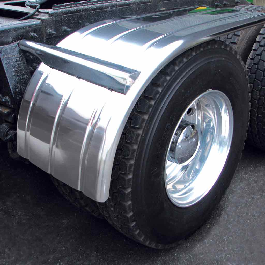 66" 3 Ribbed Half Fenders - 16 Gauge | Mirror Shine Stainless Steel