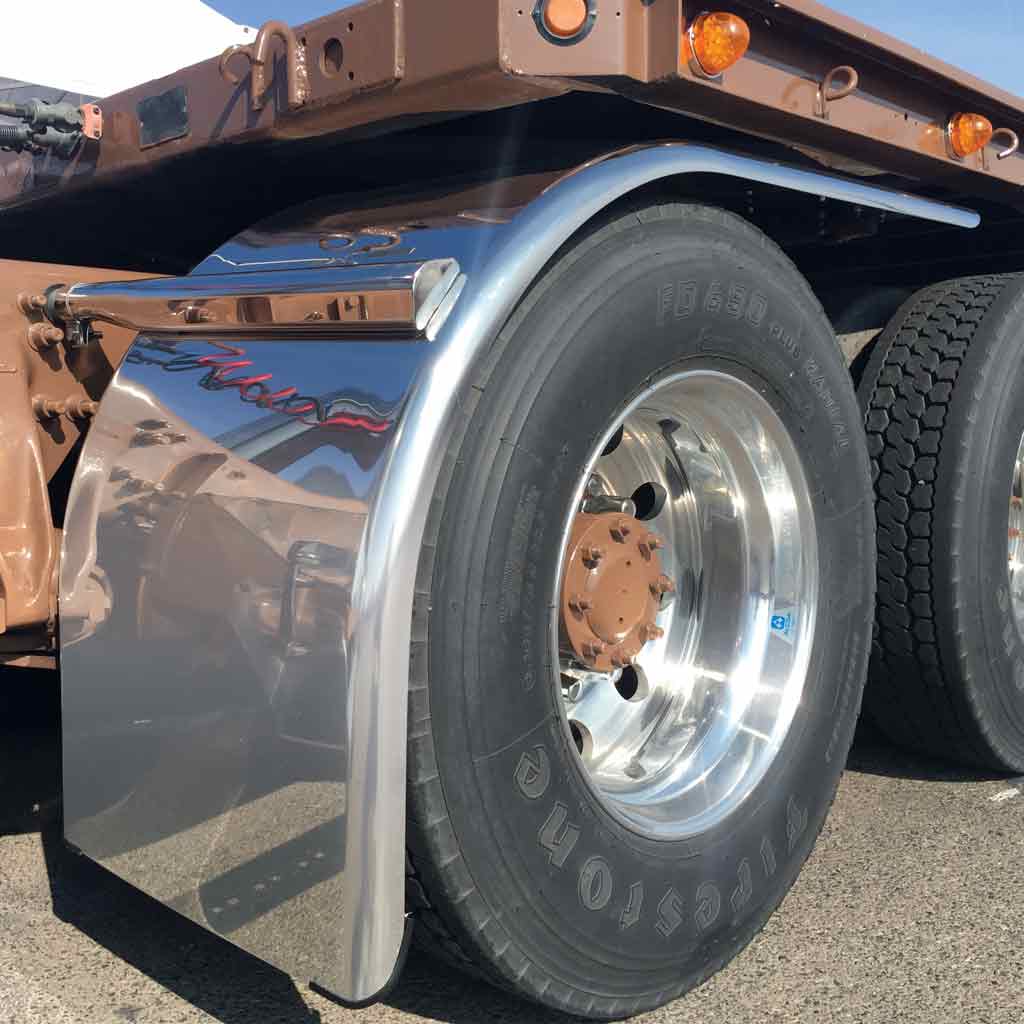 80" Smooth Straight Drop Half Fenders - 14 Gauge | Mirror Shine Stainless Steel - Thumbnail 4