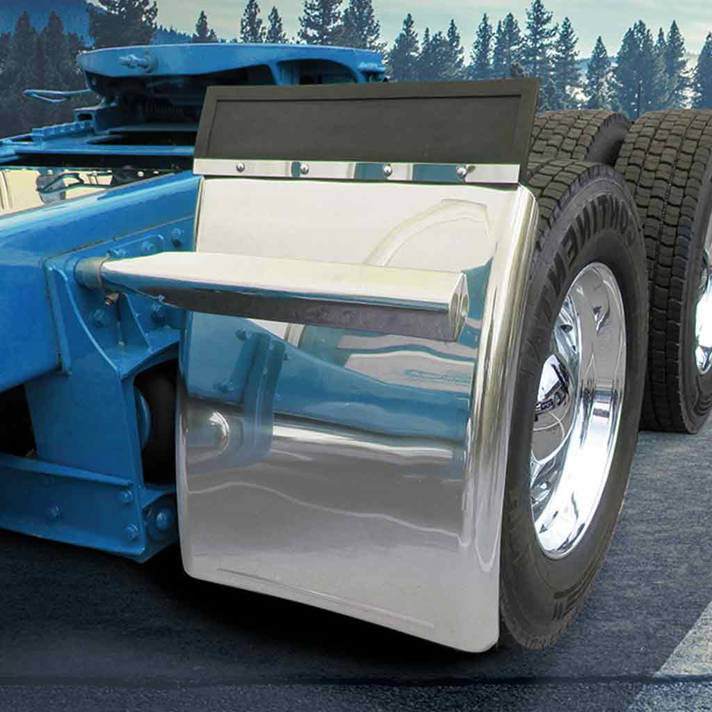 31" Long Straight Drop Quarter Fender Kit with Triangle Mounts - 16 Gauge | Mirror Shine Stainless Steel - Thumbnail 4