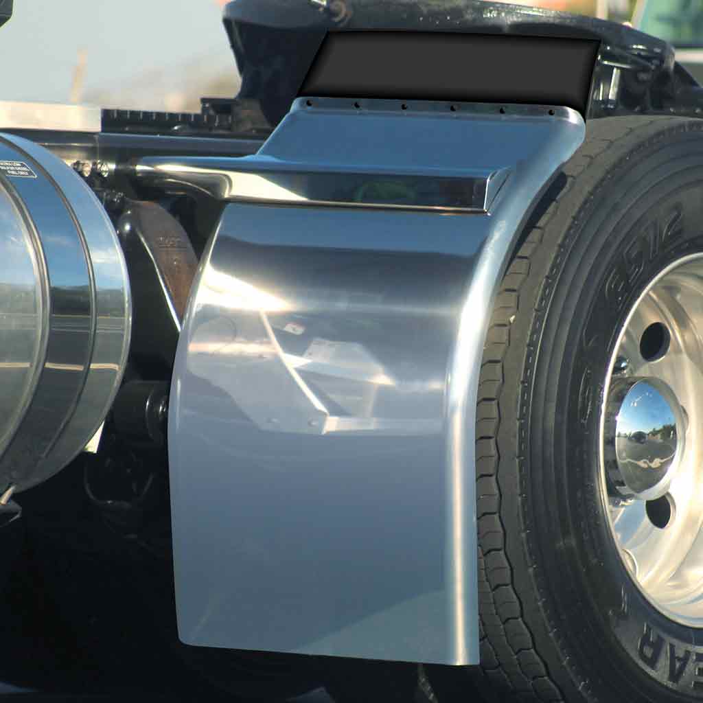 38" Low Rider Quarter Fender Kit with Triangle Mounts - 14 Gauge | Mirror Shine Stainless Steel - Thumbnail 2