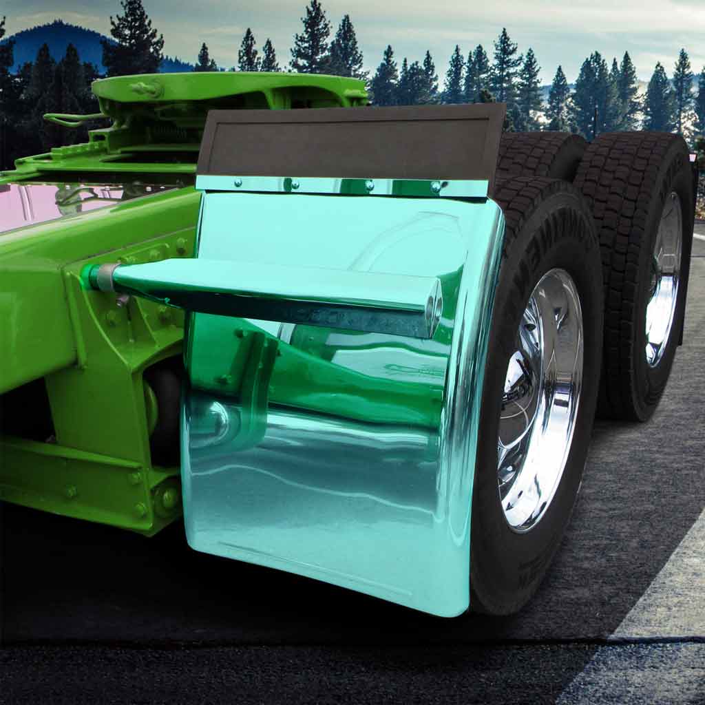 31" Smoke & Mirror Triangle Mount Long Straight Drop Quarter Fender Kit – Green | 16 Gauge