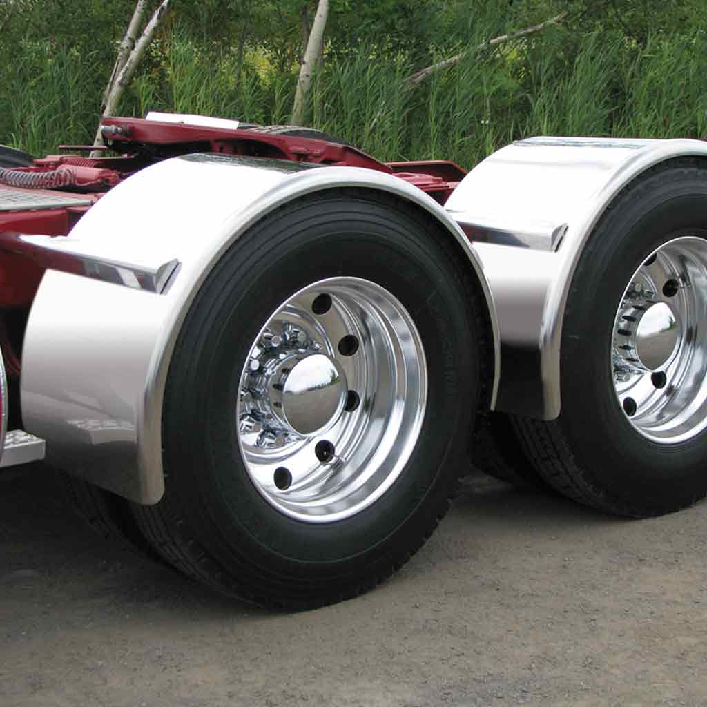 91" Low Rider Smooth Curved Drop Single Axle Fenders - 14 Gauge | Mirror Shine Stainless Steel
