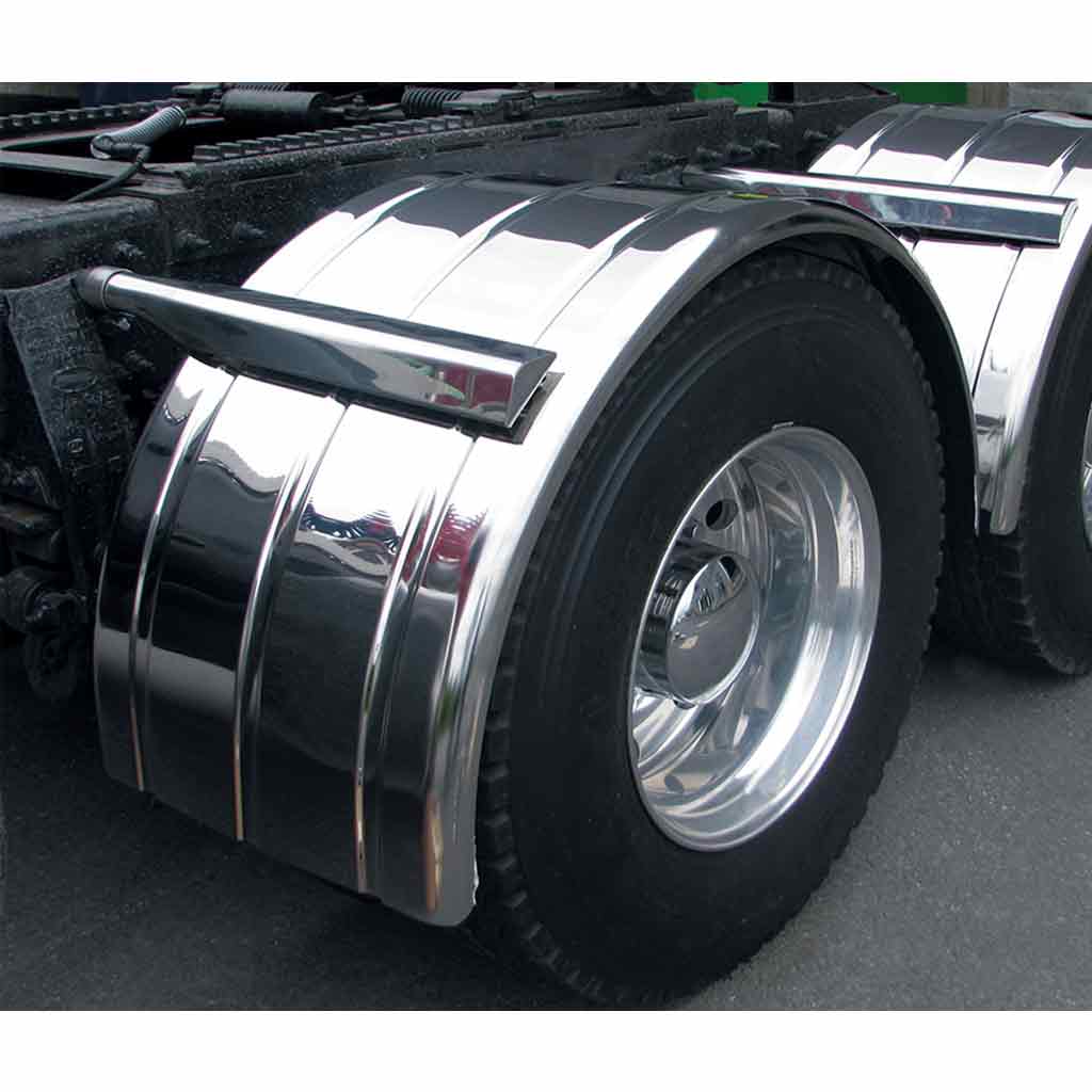 80" 3 Ribbed Single Axle Fenders - 16 Gauge | Mirror Shine Stainless Steel - Thumbnail 2