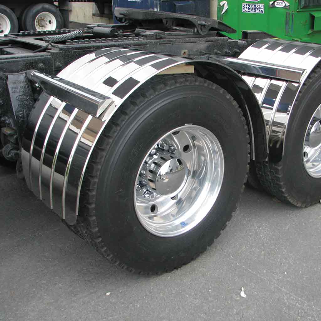 80" 4 Ribbed Single Axle Fenders - 16 Gauge | Mirror Shine Stainless Steel - Thumbnail 2