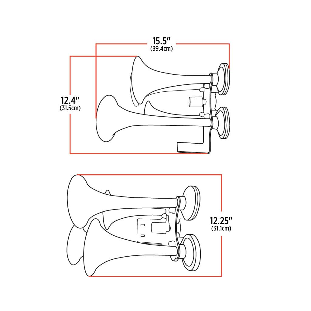 4 Bell Air Powered Train Horn - 140-145 Decibels | Chrome Plated Zinc Alloy - Thumbnail 4