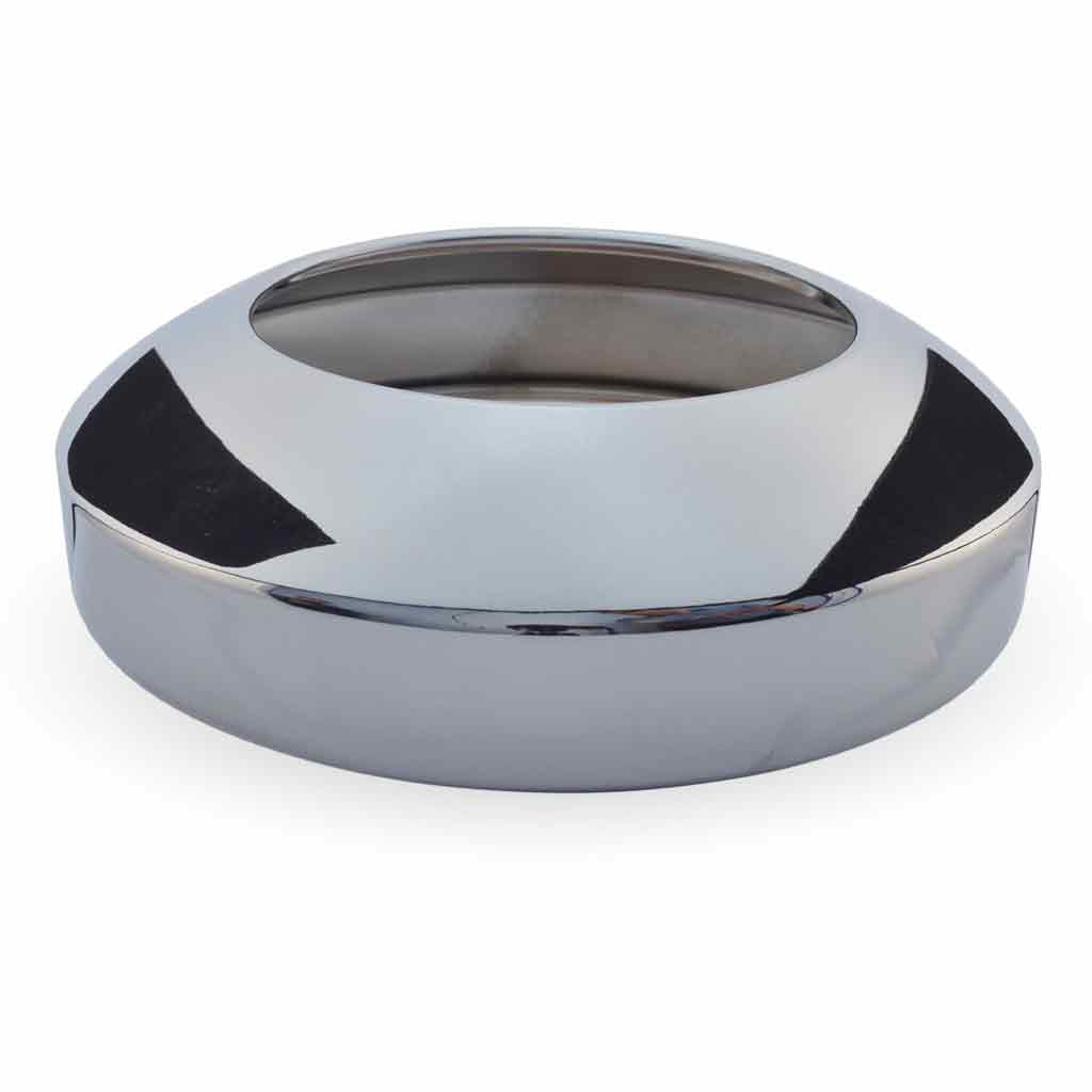 8" I.D Dome Rear Hubcap with Hubdometer Hole - Chrome Metal