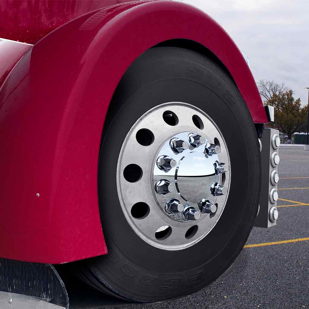 Complete Axle Cover Kit with Removable Hubcaps & 33mm Threaded Nut Covers - Dome Hubcaps | Chrome ABS Plastic