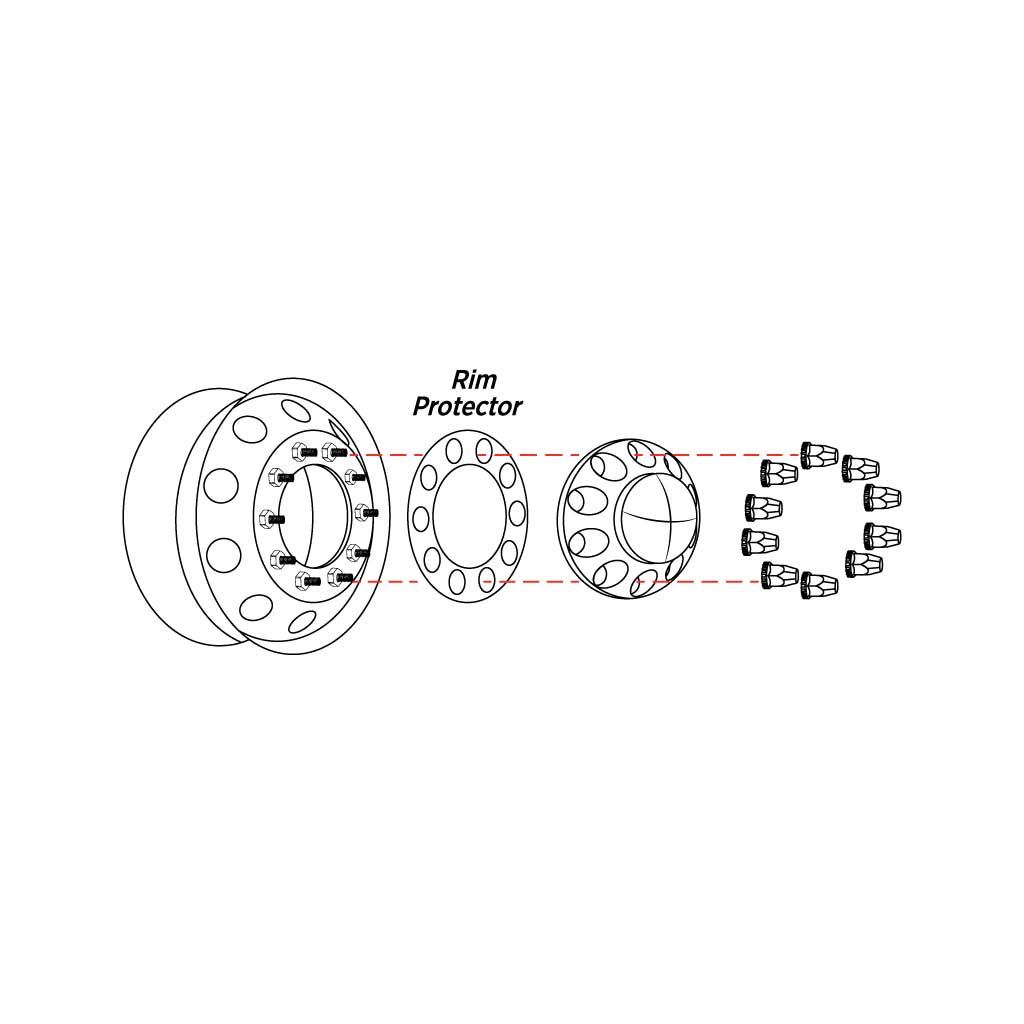Front Axle Cover Kit with Removable Hubcap & 33mm Threaded Nut Covers - Dome Hubcap | Chrome ABS Plastic - Thumbnail 5