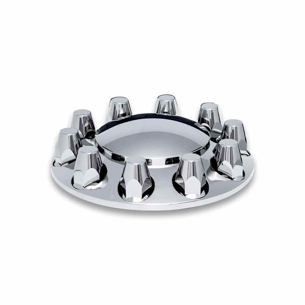 Front Axle Cover Kit with Removable Hubcap & 33mm Push On Nut Covers - Pointed Hubcap & Nut Covers | Chrome ABS Plastic - Thumbnail 3