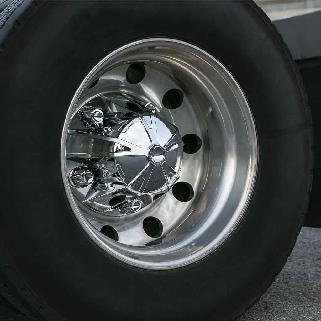 Chrome ABS Plastic Rear Mag Wheel Axle Cover Kit with Removable Center Cap & 33mm Threaded Nut Covers - Thumbnail 2