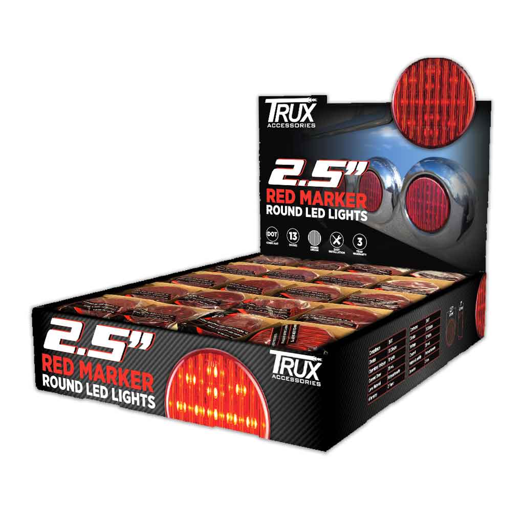 2.5" Red Clearance Marker Round LED Light - 13 Diodes (Poly Bag) - Thumbnail 3