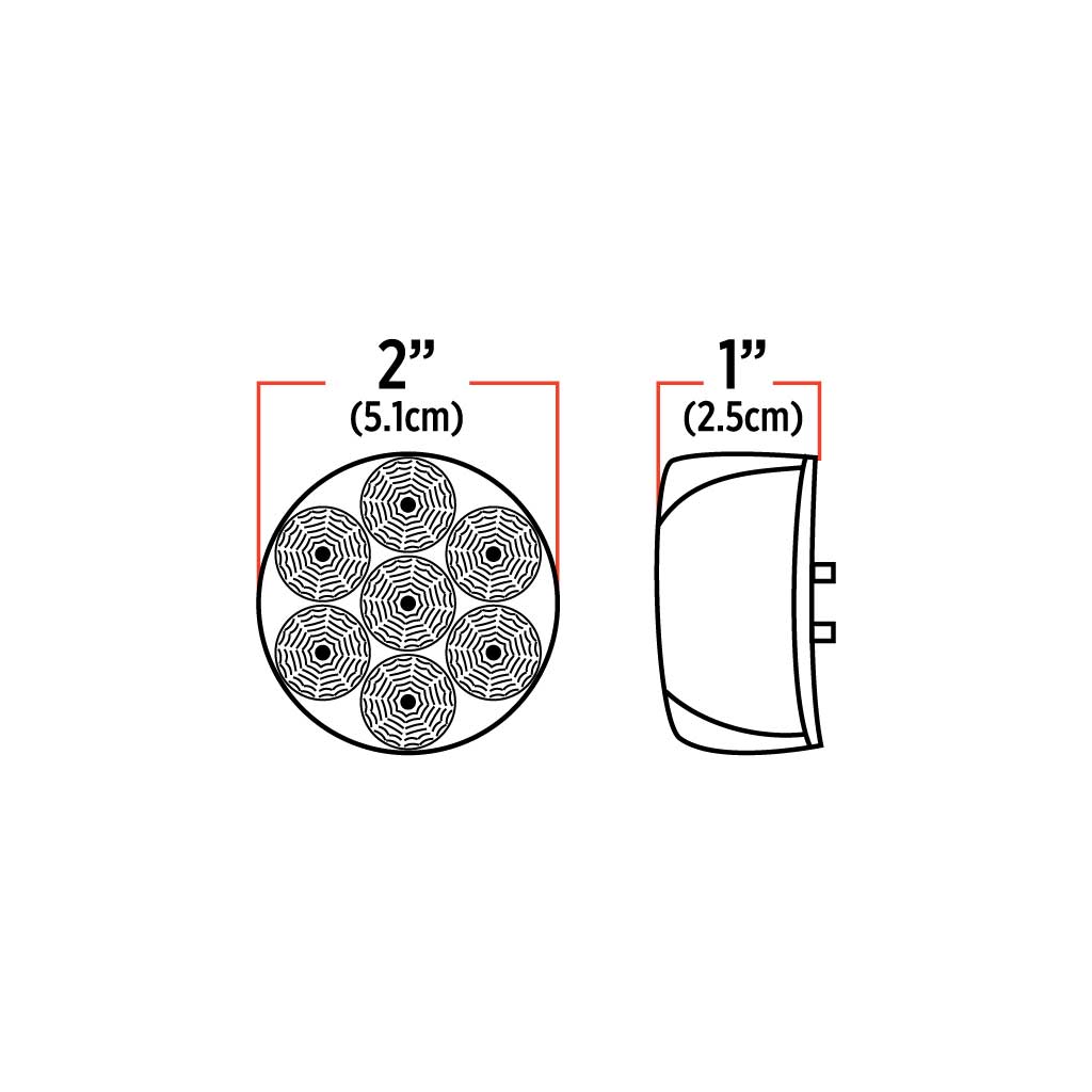 2.5" Amber Marker to Red Auxiliary Round LED Light - 7 Diodes - Thumbnail 4