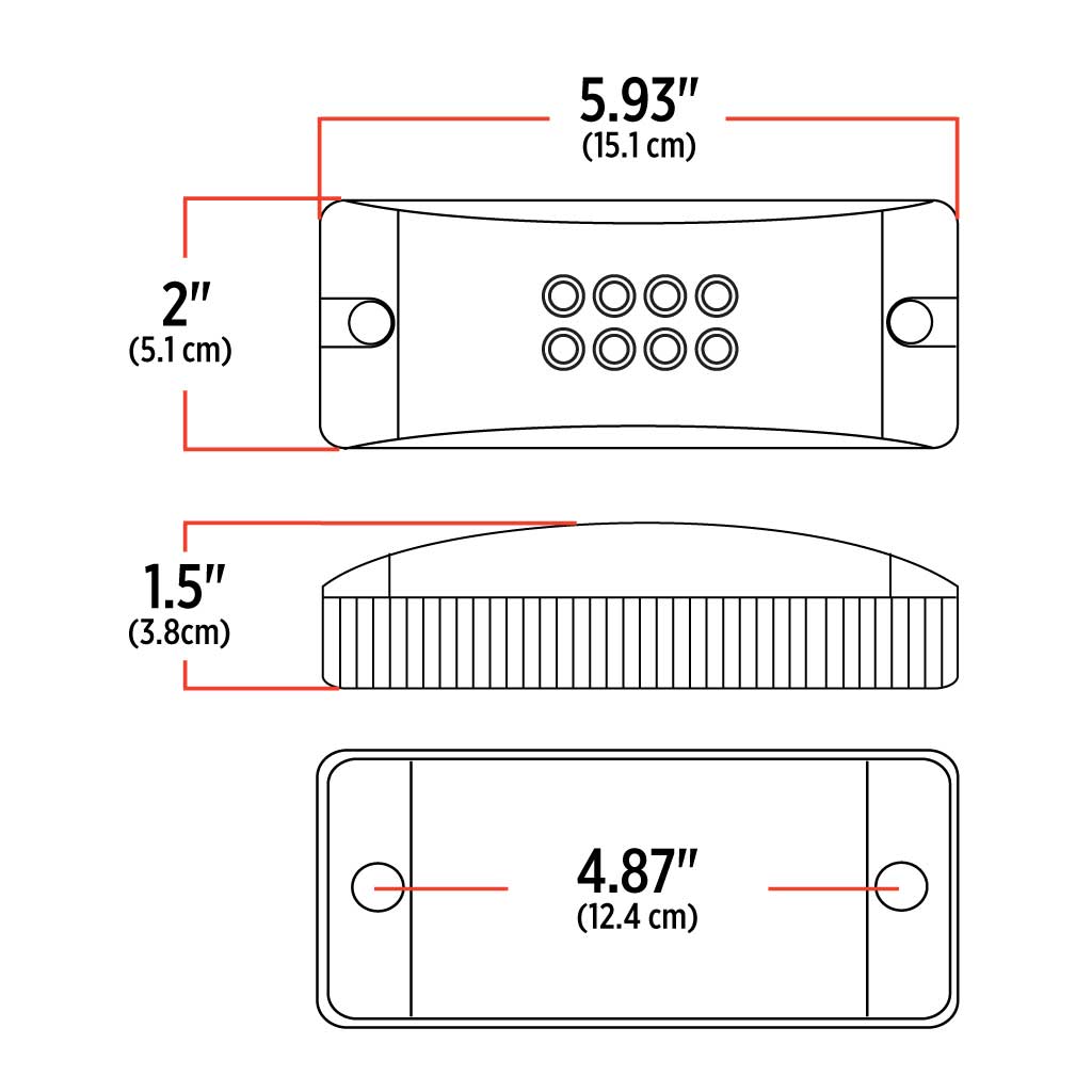 2" x 6" Clear Red Marker Multi-Directional LED Light - 24 Diodes - Thumbnail 4