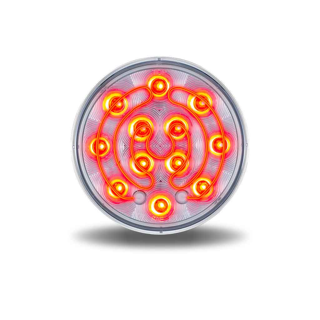 4" Heated Lens Clear Red Stop, Turn & Tail Round LED Light - 12 Diodes - Thumbnail 2