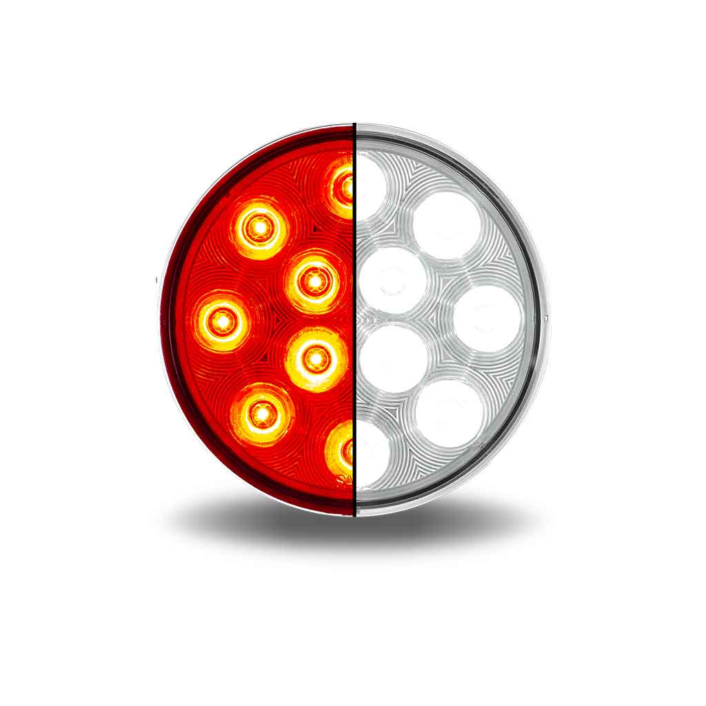 4" Red Stop, Turn & Tail To White Back Up Round LED Light - 12 Diodes - Thumbnail 3