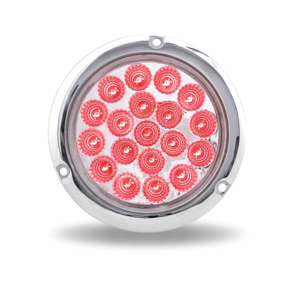 4" Clear Red Stop, Turn & Tail Round Flange Mount LED Light - 19 Diodes - Thumbnail 3