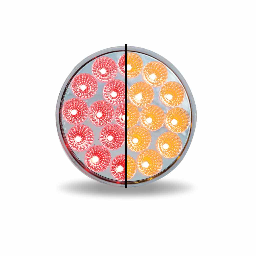 4" Red Stop, Turn & Tail to Amber Auxiliary Round LED Light - 19 Diodes - Thumbnail 6