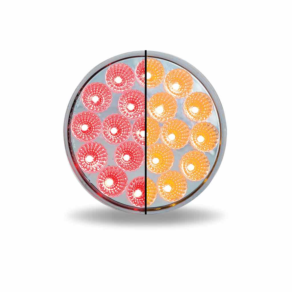 4" Red Stop, Turn & Tail to Amber Strobe Round LED Light - 19 Diodes - Thumbnail 4