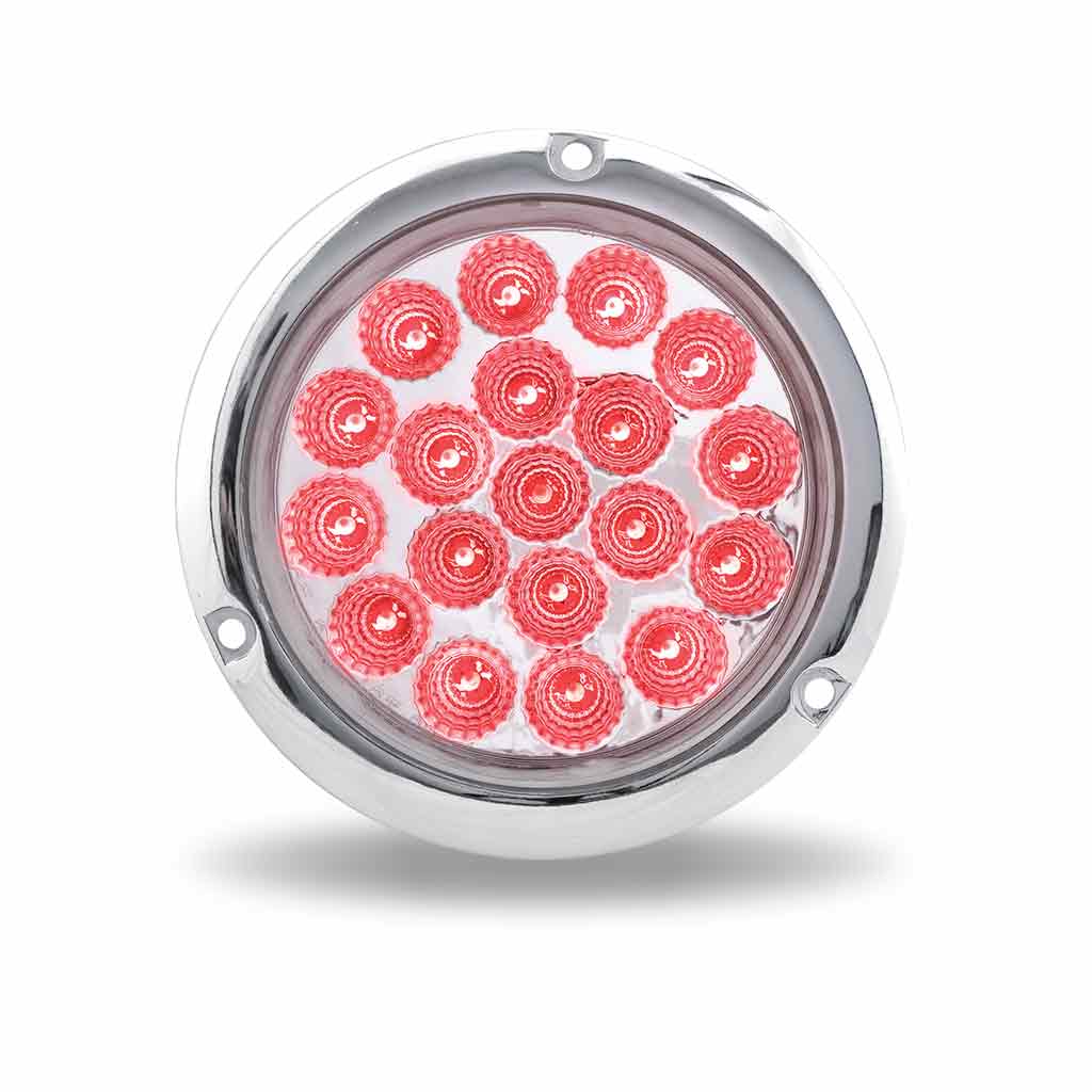 4" Red Stop, Turn & Tail to Blue Auxiliary Round Flange Mount LED Light - 19 Diodes - Thumbnail 4