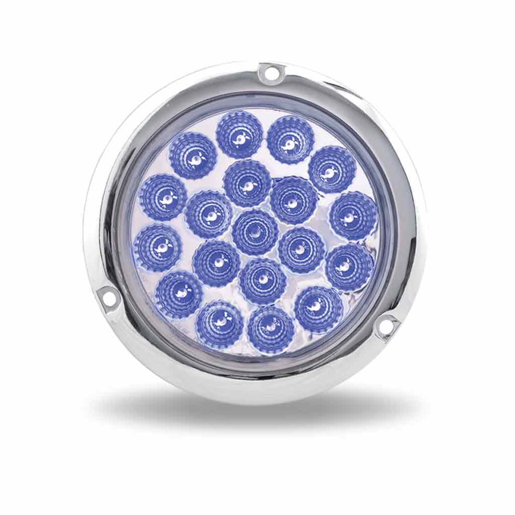 4" Red Stop, Turn & Tail to Blue Auxiliary Round Flange Mount LED Light - 19 Diodes - Thumbnail 5