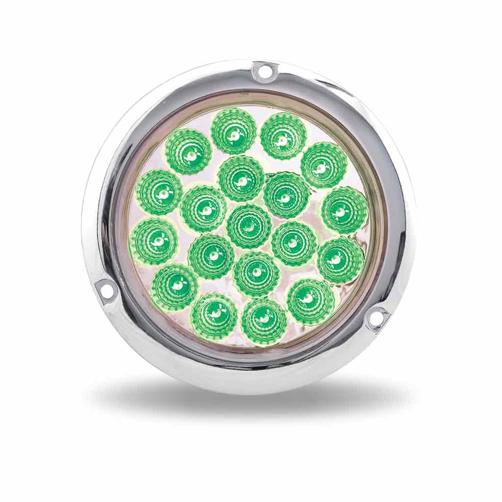 4" Red Stop, Turn & Tail to Green Auxiliary Round Flange Mount LED Light - 19 Diodes - Thumbnail 5