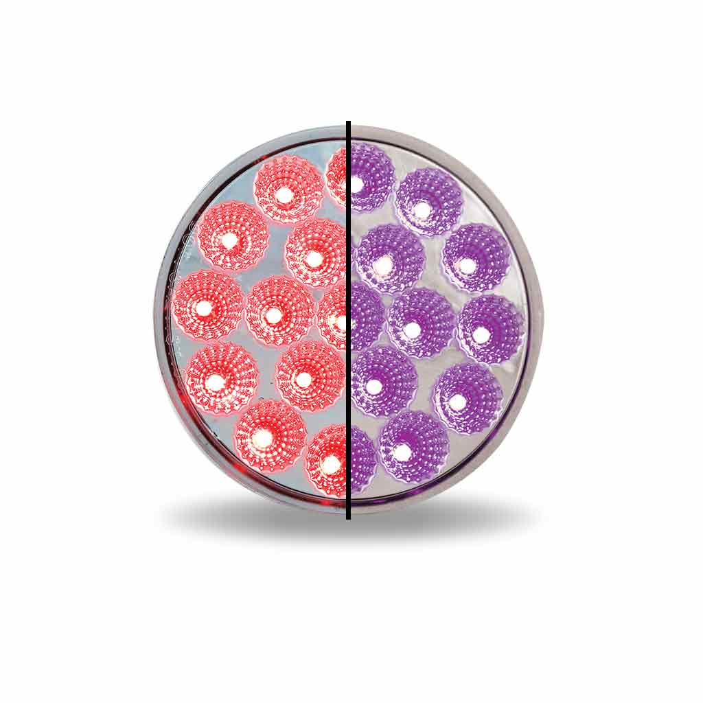 4" Red Stop, Turn & Tail to Purple Auxiliary Round LED Light - 19 Diodes - Thumbnail 10