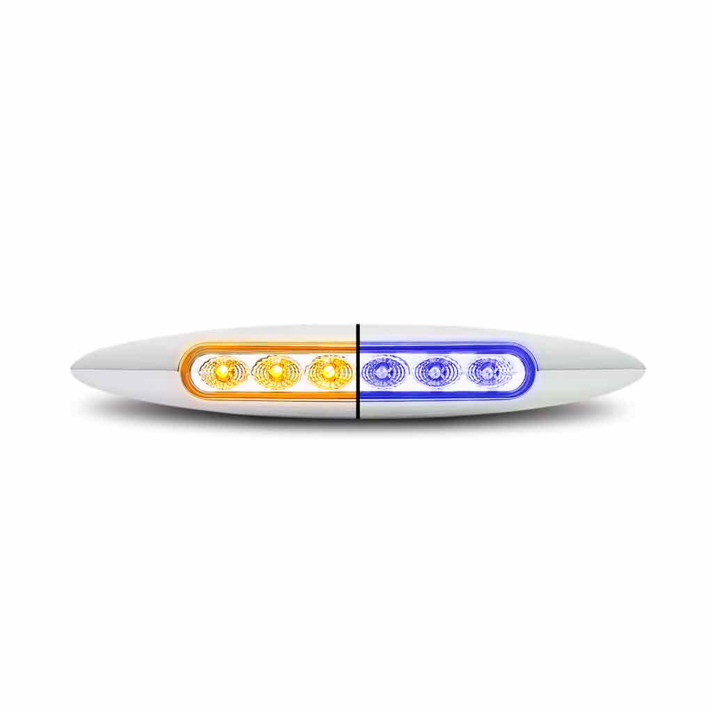 6" Amber Marker to Blue Auxiliary Slim LED Light - 6 Diodes - Thumbnail 3