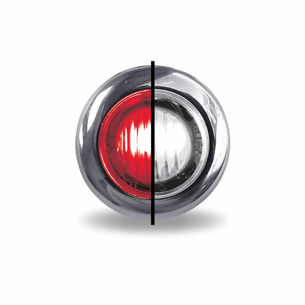 3/4" Red Stop, Turn & Tail to White Back Up Round LED Light - 2 Diodes