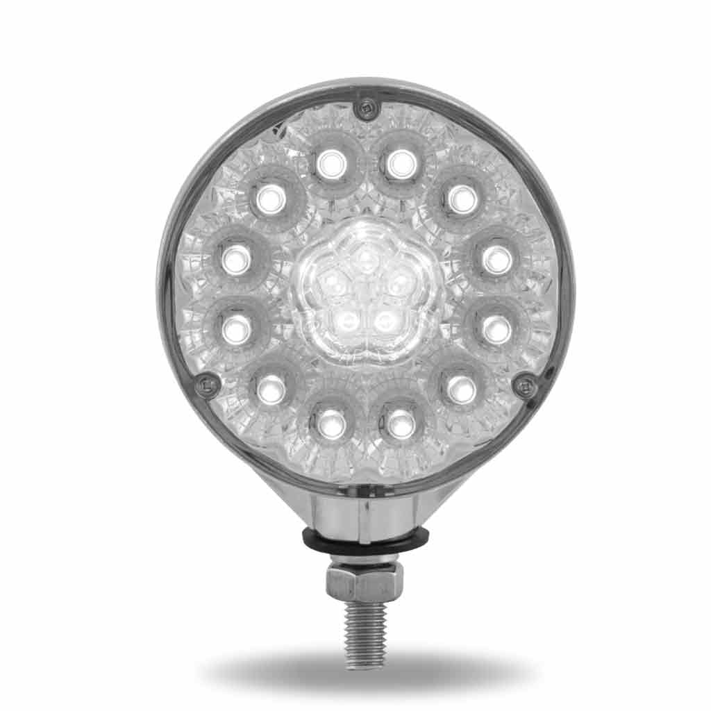 Round Clear Amber / Clear Red Turn Signal & Marker Super Diode LED Double Face Fender Light (34 Diodes) - Thumbnail 2