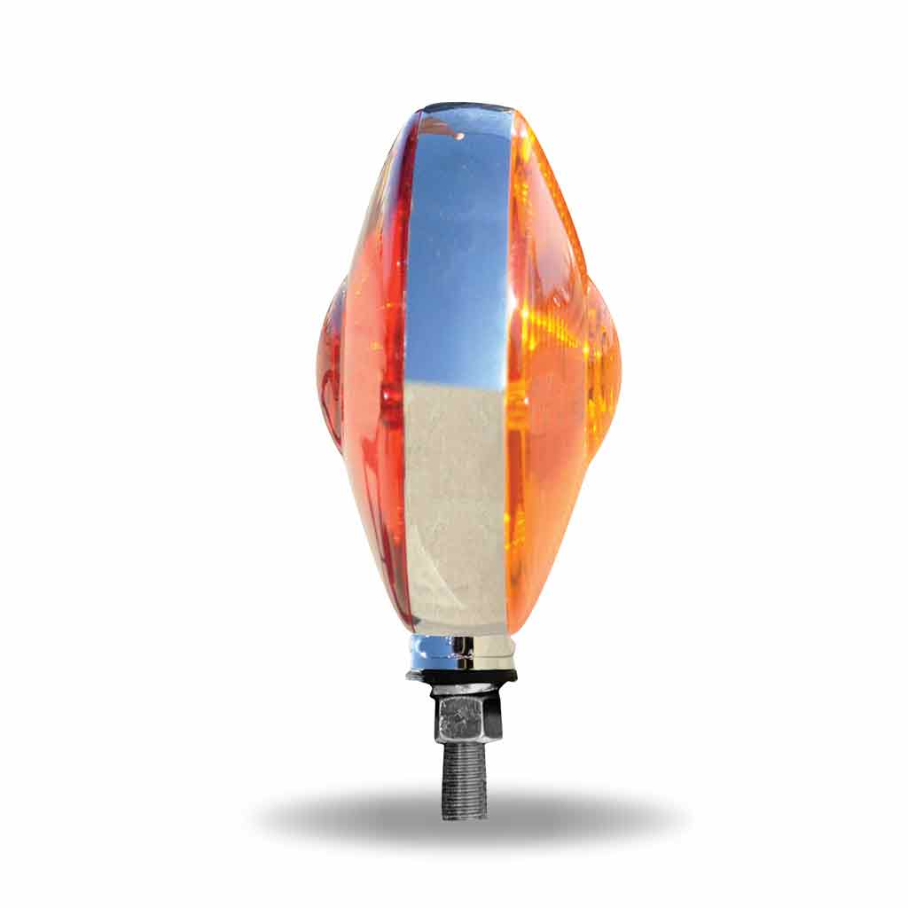 Amber / Red Turn Signal & Marker "Ol-Skul" Double Face Round LED Fender Light - 38 Diodes - Thumbnail 6
