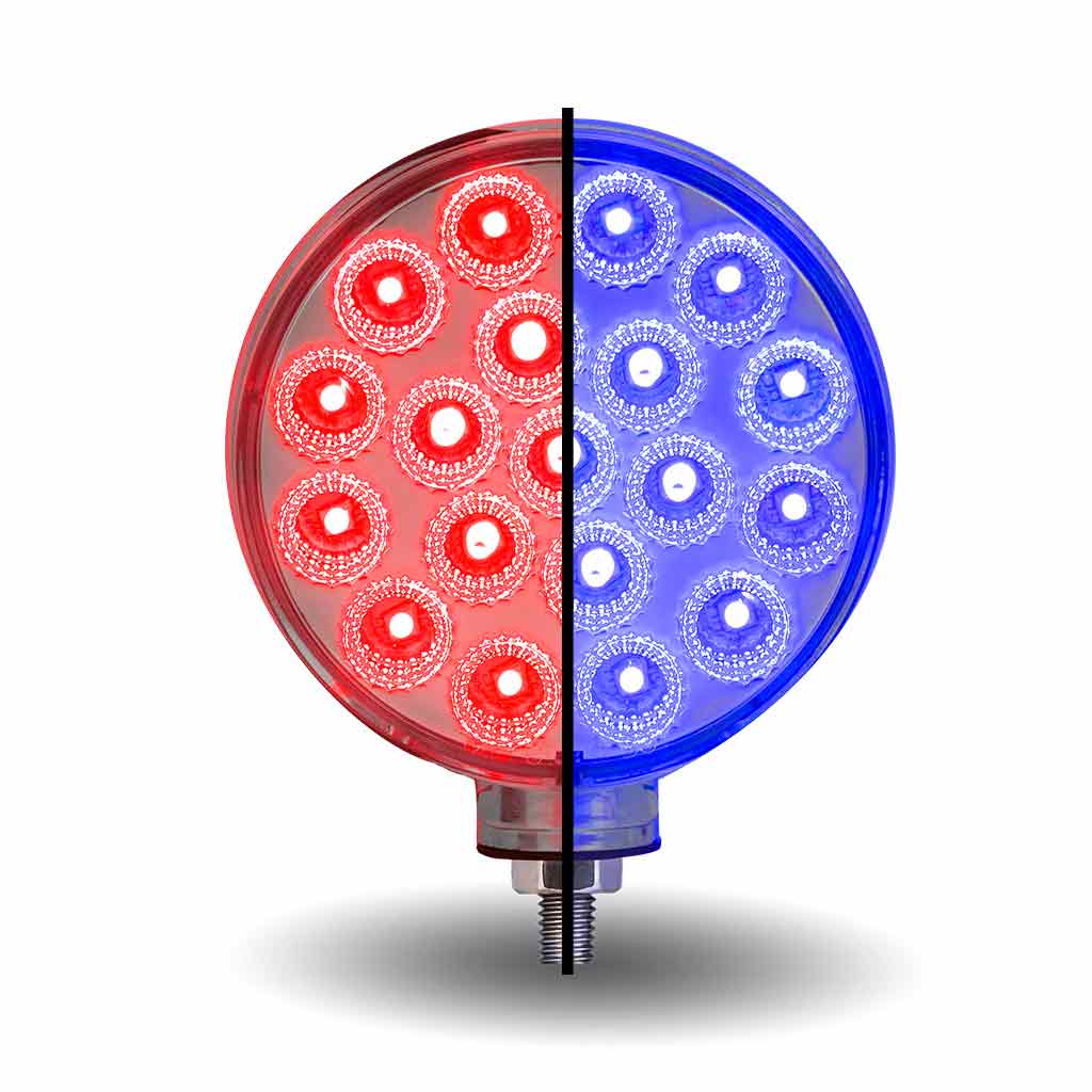 Amber/Red Turn & Marker to Blue Auxiliary Double Face Round Reflector LED Light - 38 Diodes - Thumbnail 2