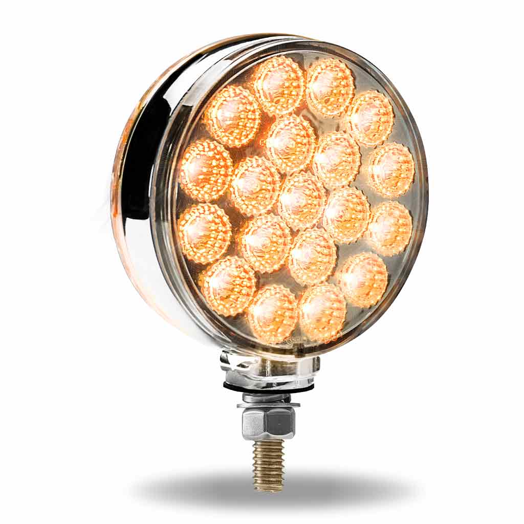 Amber/Red Turn & Marker to Blue Auxiliary Double Face Round Reflector LED Light - 38 Diodes - Thumbnail 11