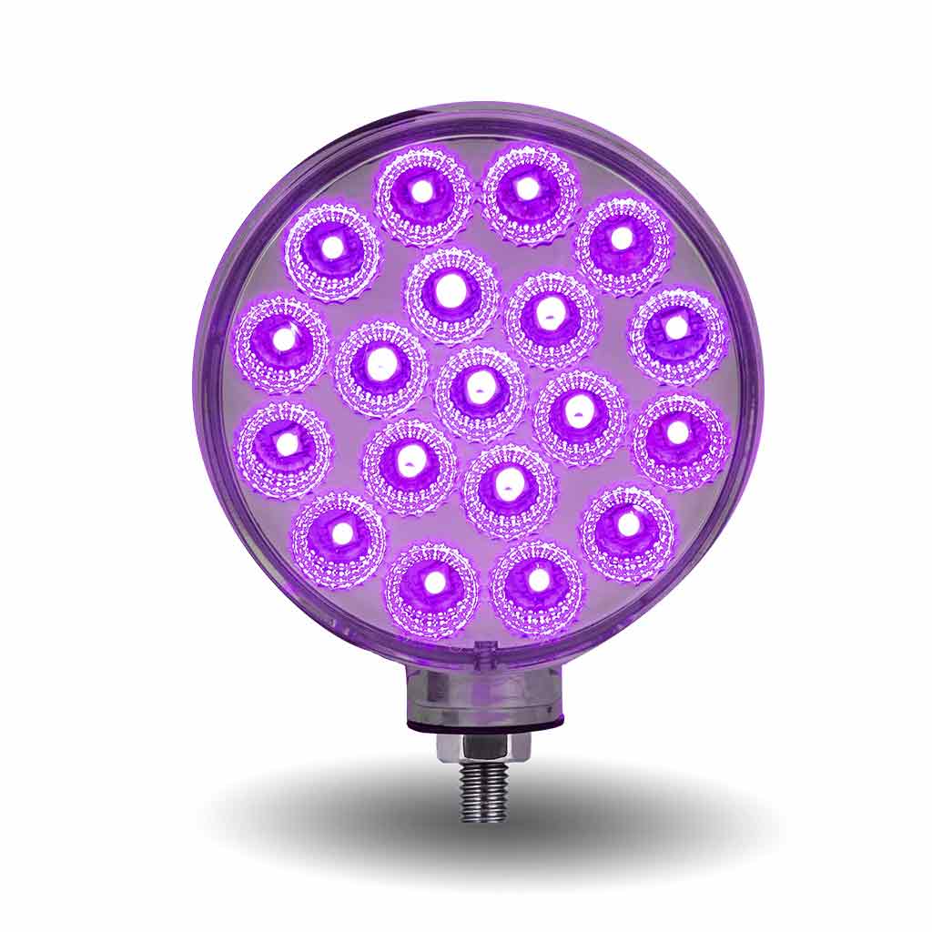 Amber/Red Turn & Marker to Purple Auxiliary Double Face Round Reflector LED Light - 38 Diodes - Thumbnail 2