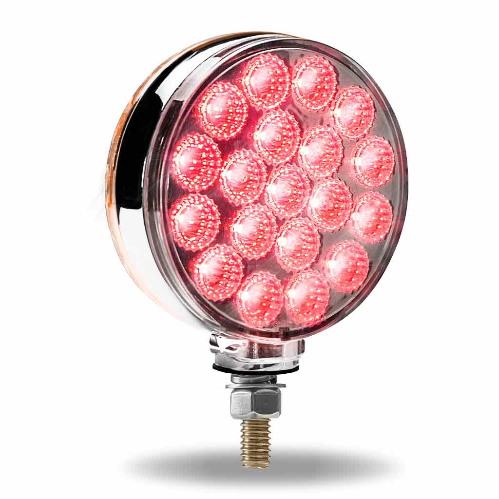 Amber/Red Turn & Marker to Purple Auxiliary Double Face Round Reflector LED Light - 38 Diodes - Thumbnail 3