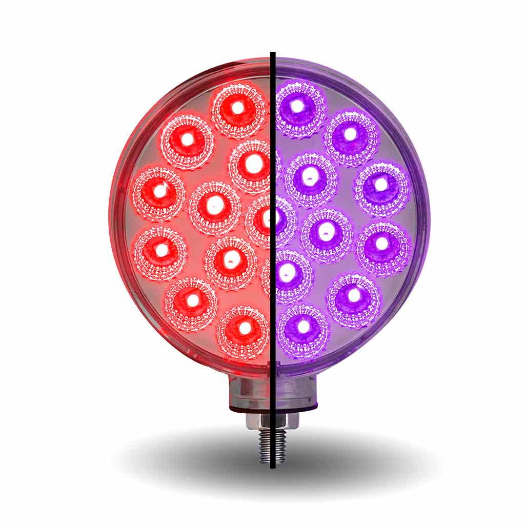 Amber/Red Turn & Marker to Purple Auxiliary Double Face Round Reflector LED Light - 38 Diodes - Thumbnail 5