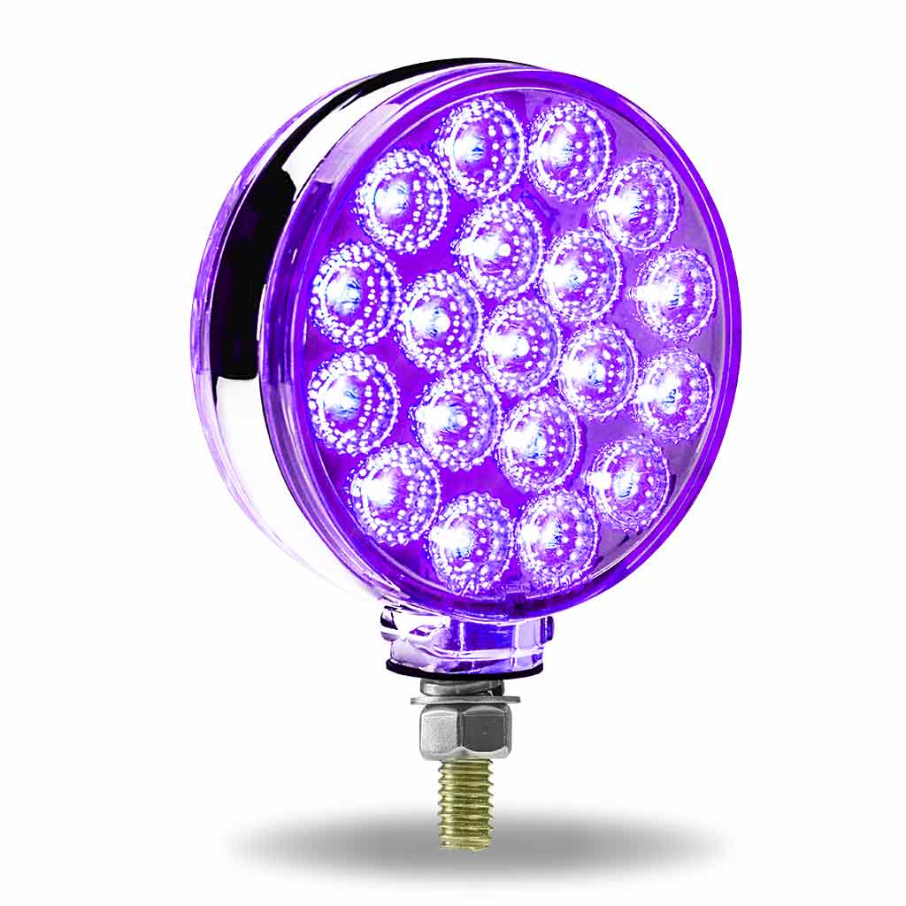 Amber/Red Turn & Marker to Purple Auxiliary Double Face Round Reflector LED Light - 38 Diodes - Thumbnail 8