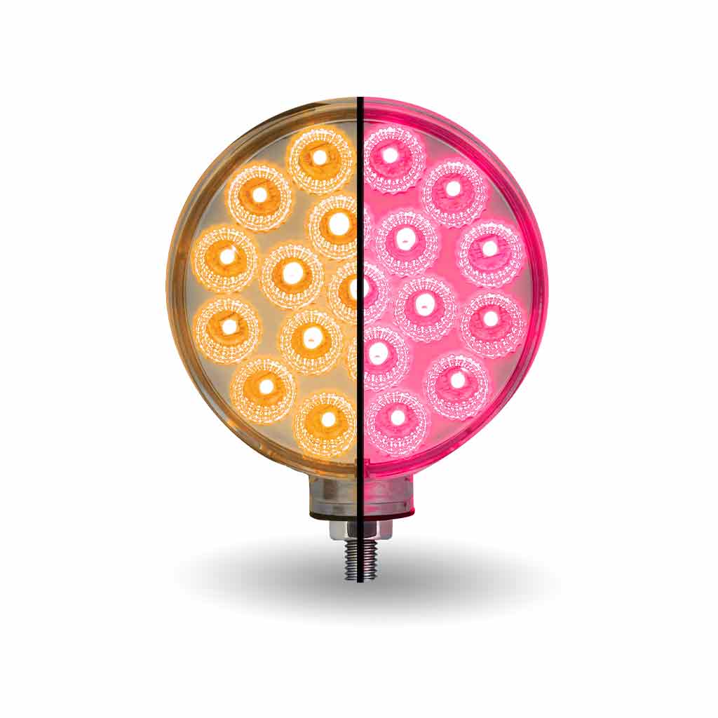 Amber/Red Turn & Marker to Pink Auxiliary Double Face Round Reflector LED Light - 38 Diodes - Thumbnail 8