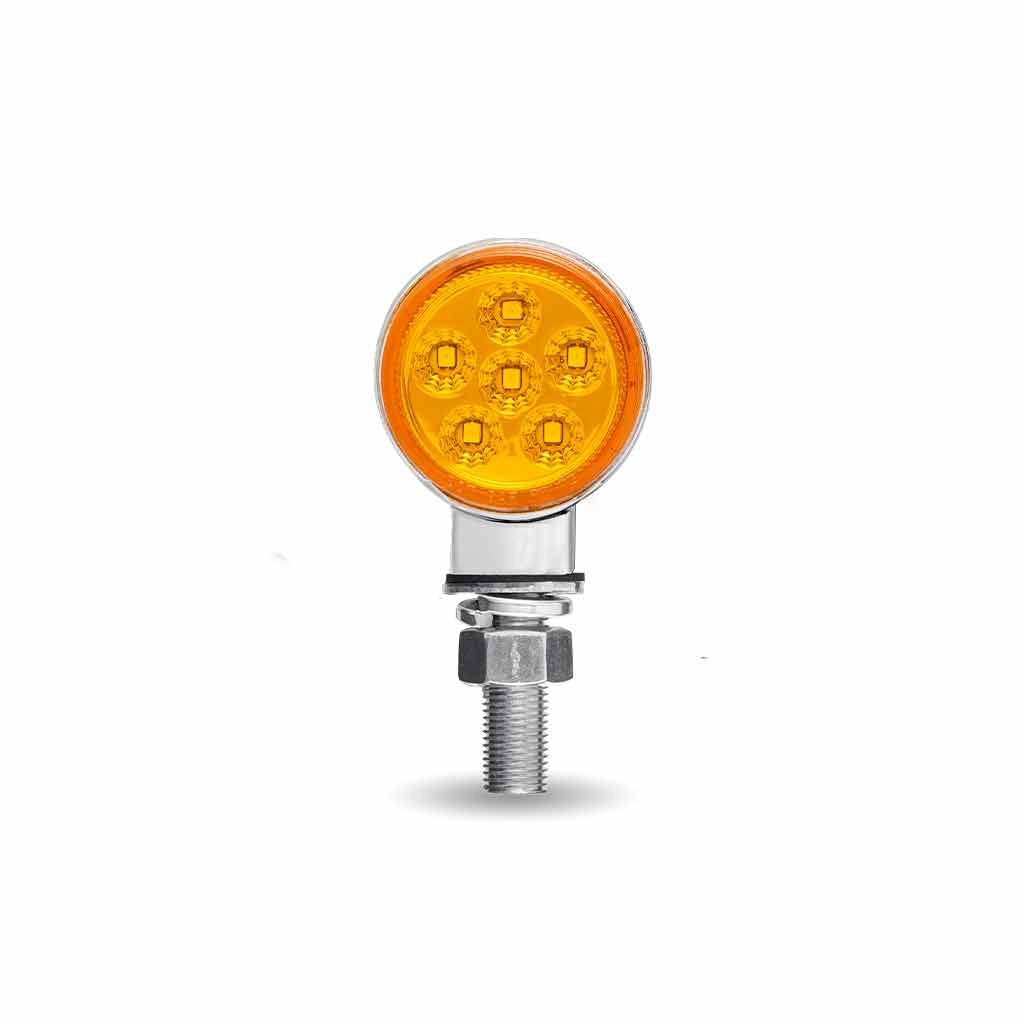Amber/Red Clearance Marker 1.8" Mini Double Face Round Light with Reflector LEDs - 12 Diodes