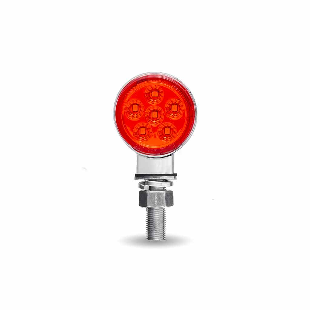 Amber/Red Clearance Marker 1.8" Mini Double Face Round Light with Reflector LEDs - 12 Diodes - Thumbnail 3