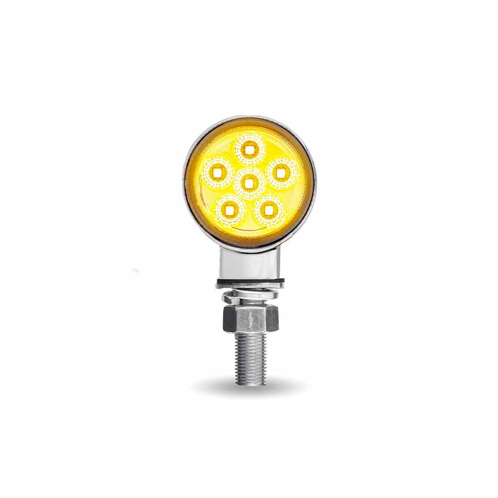 Amber/Red Clearance Marker to Blue Auxiliary 1.8" Mini Double Face Round Light with Reflector LEDs - 12 Diodes - Thumbnail 3