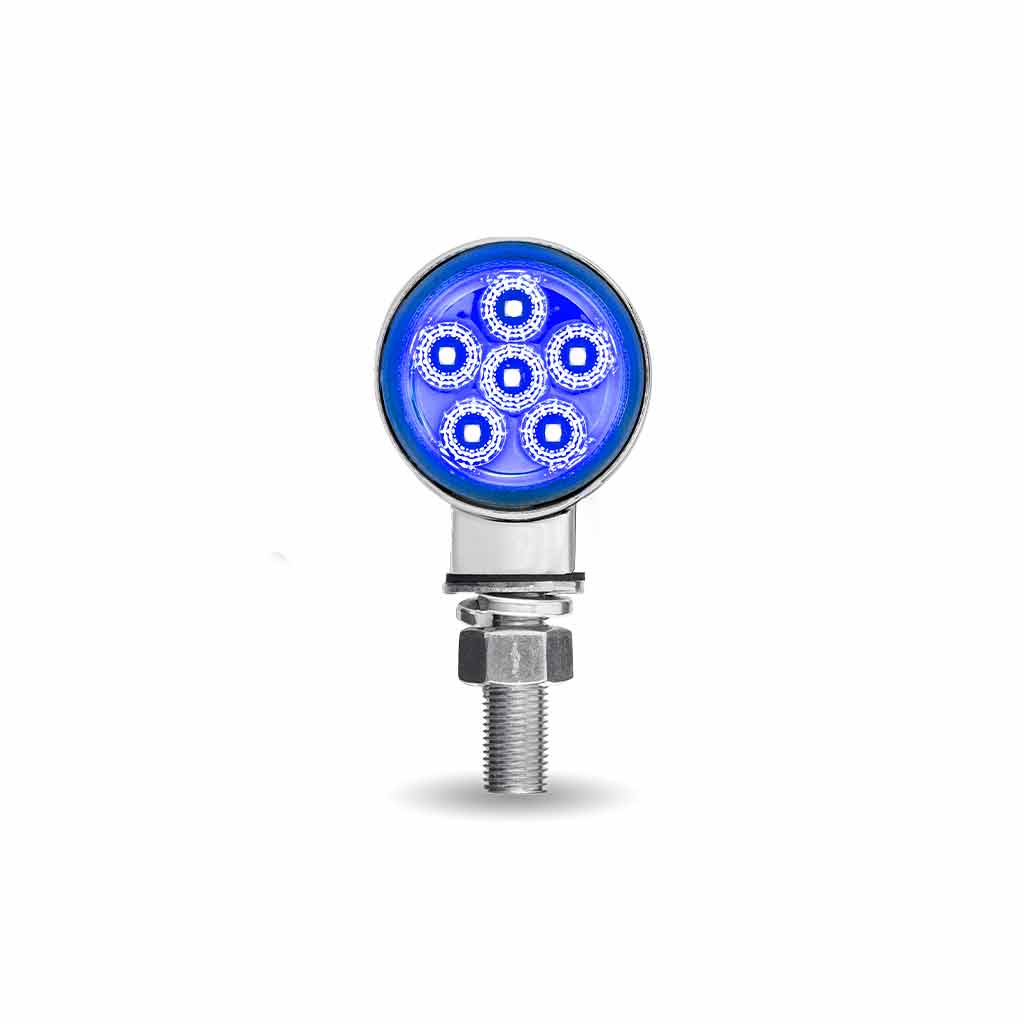 Amber/Red Clearance Marker to Blue Auxiliary 1.8" Mini Double Face Round Light with Reflector LEDs - 12 Diodes - Thumbnail 5