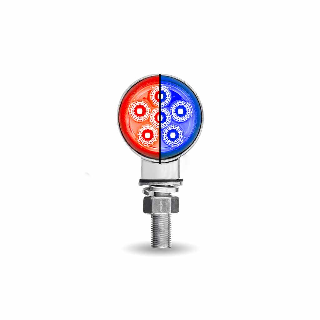 Amber/Red Clearance Marker to Blue Auxiliary 1.8" Mini Double Face Round Light with Reflector LEDs - 12 Diodes - Thumbnail 7
