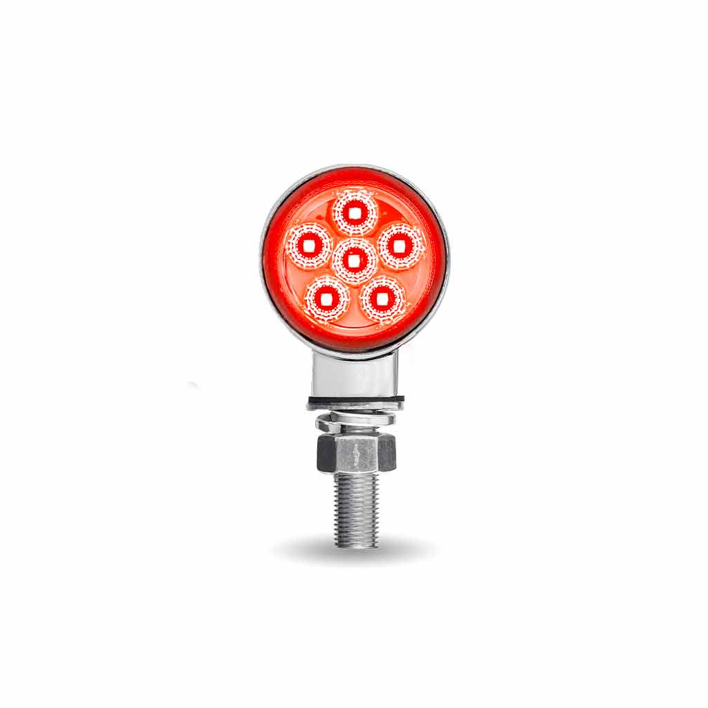 Clear Amber/Red Clearance Marker 1.8" Mini Double Face Round Light with Reflector LEDs - 12 Diodes