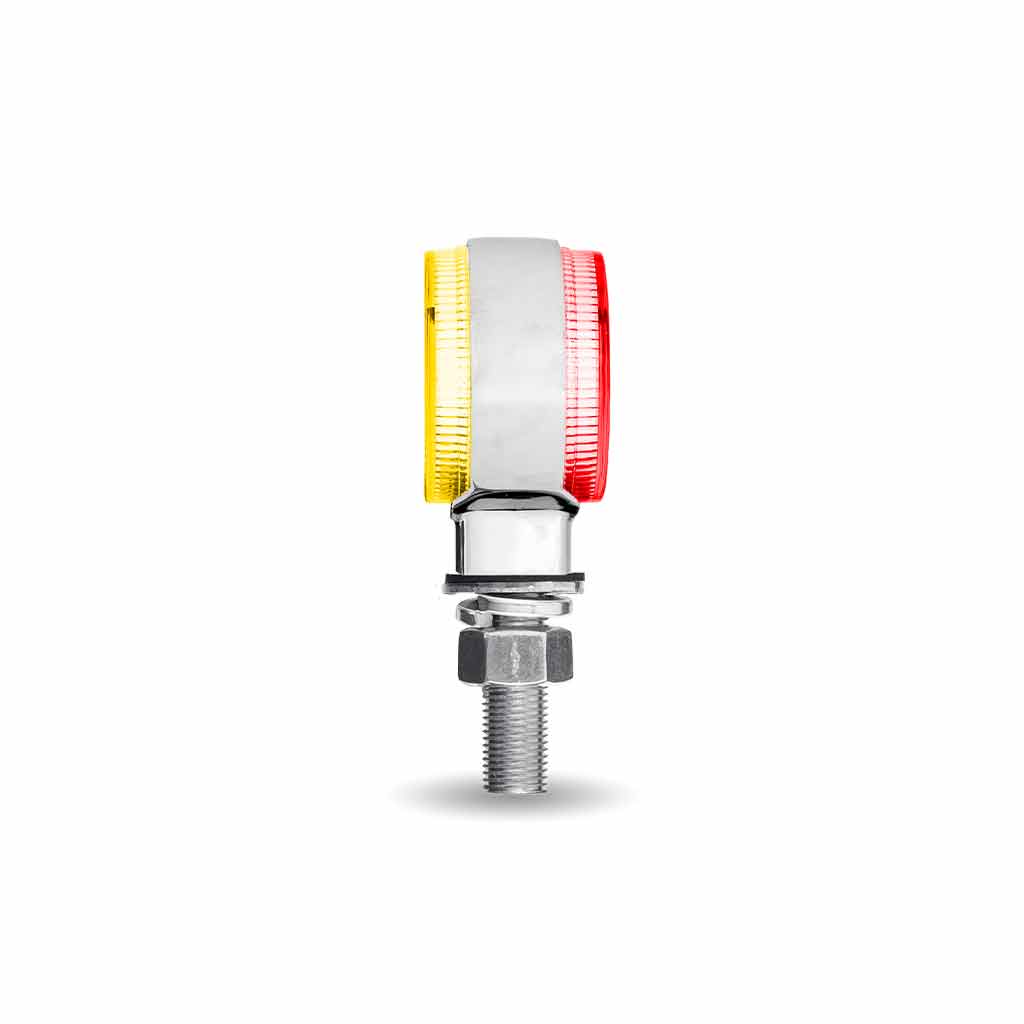 Clear Amber/Red Clearance Marker 1.8" Mini Double Face Round Light with Reflector LEDs - 12 Diodes - Thumbnail 3