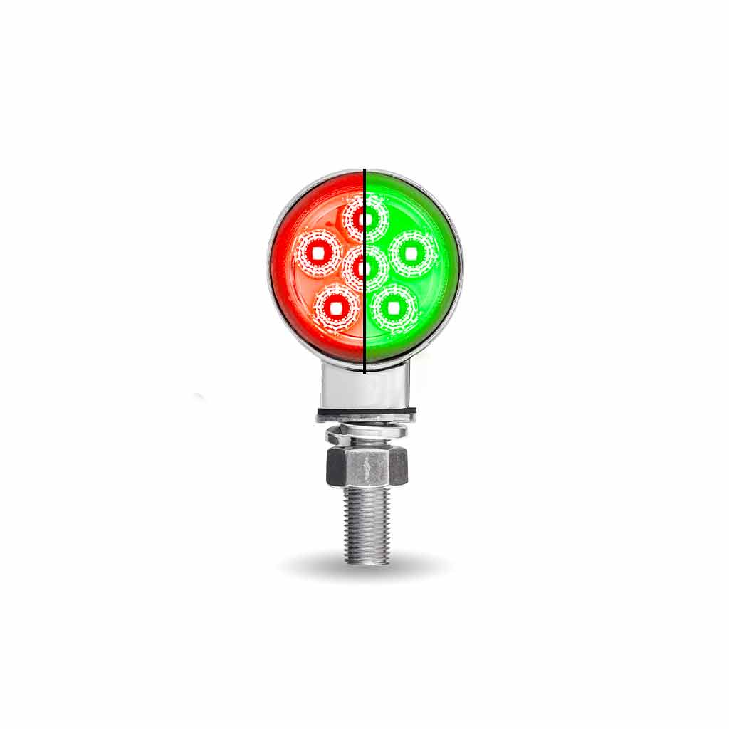 Amber/Red Clearance Marker to Green Auxiliary 1.8" Mini Double Face Round Light with Reflector LEDs - 12 Diodes - Thumbnail 6