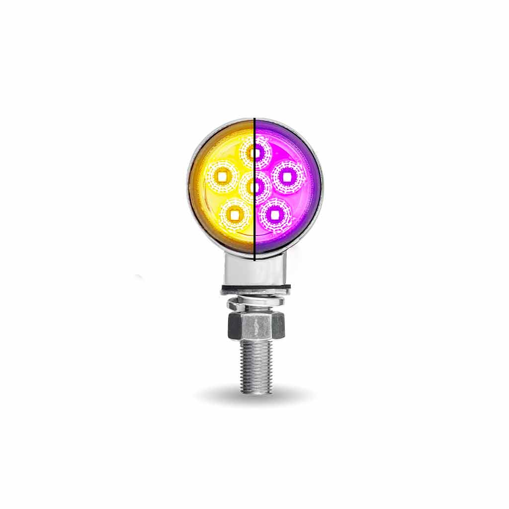 Amber/Red Clearance Marker to Purple Auxiliary 1.8" Mini Double Face Round Light with Reflector LEDs - 12 Diodes - Thumbnail 7