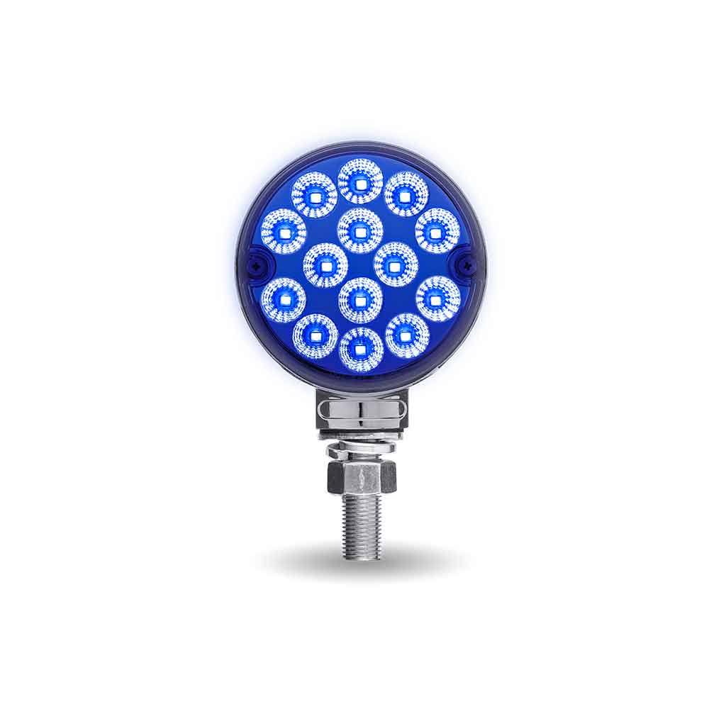 Amber/Red Turn & Marker to Blue Auxiliary 3" Mini Double Face Round Light with Reflector LEDs - 28 Diodes - Thumbnail 7