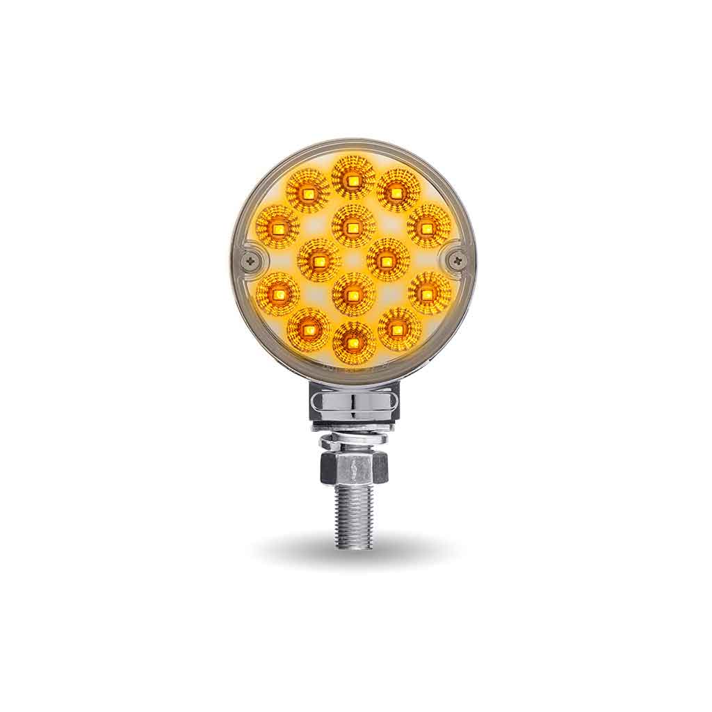 Amber/Red Turn & Marker to Green Auxiliary 3" Mini Double Face Round Light with Reflector LEDs - 28 Diodes - Thumbnail 4