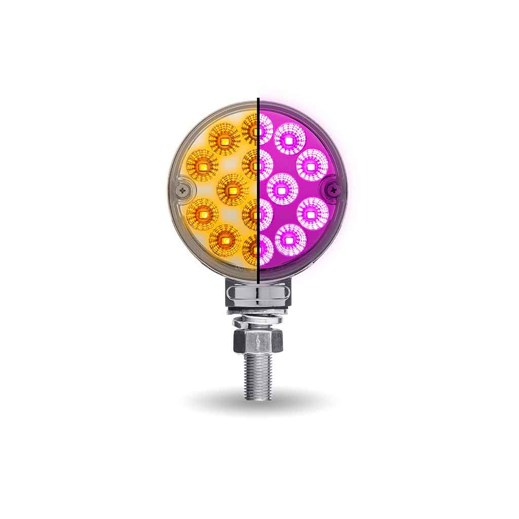 Amber/Red Turn & Marker to Purple Auxiliary 3" Mini Double Face Round Light with Reflector LEDs - 28 Diodes - Thumbnail 3